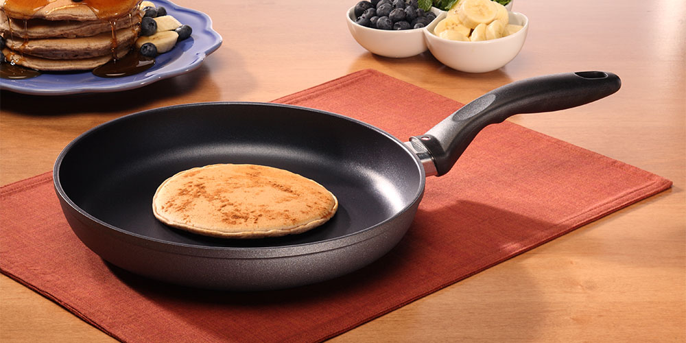 A pancake in a fry pan