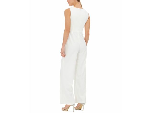 Calvin Klein Women s Petite Wide Leg Jumpsuit White Size 12