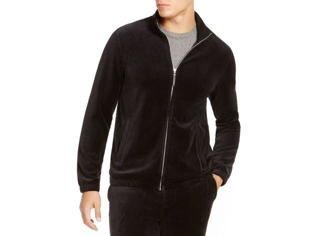 Tasso Elba Men's Velour Track Jacket  Black Size XX-Large