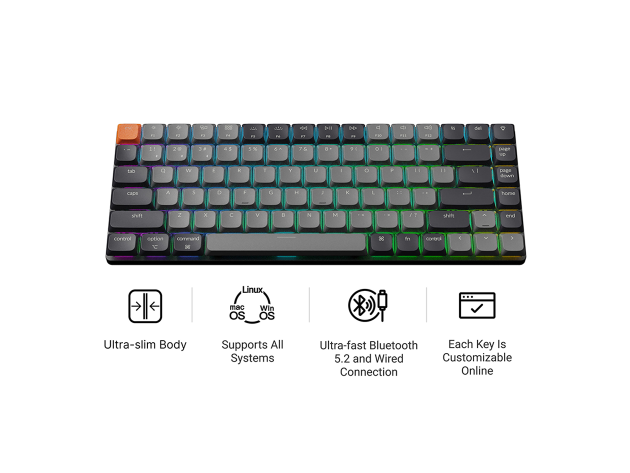Keychron K3 QMK Wireless Mechanical Keyboard - RGB Backlight (Red Switch/Hot Swappable)