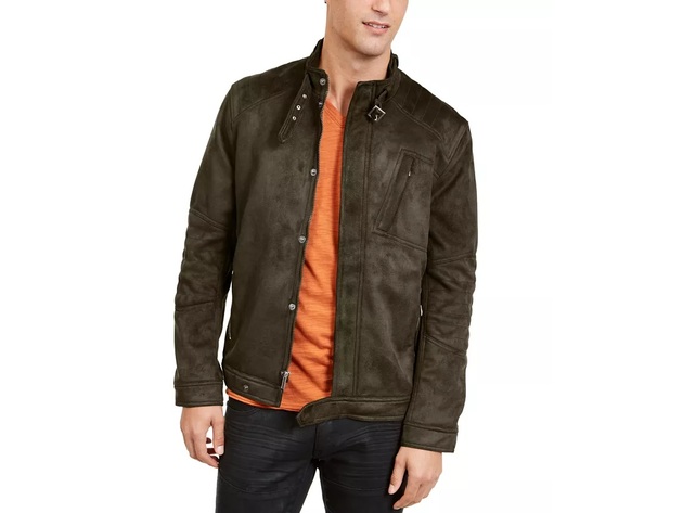 INC International Concepts Men's Faux Suede Jacket Black Size Extra Large