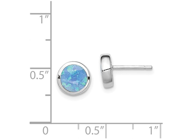 Lab Created Blue Opal 4mm Solitaire Stud Earrings in Sterling Silver