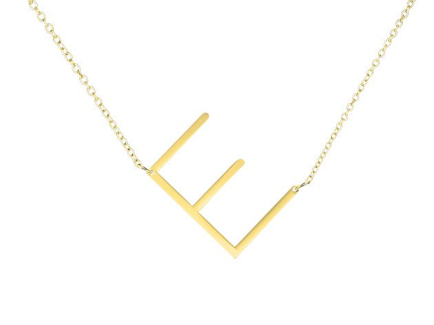 gold necklace with e