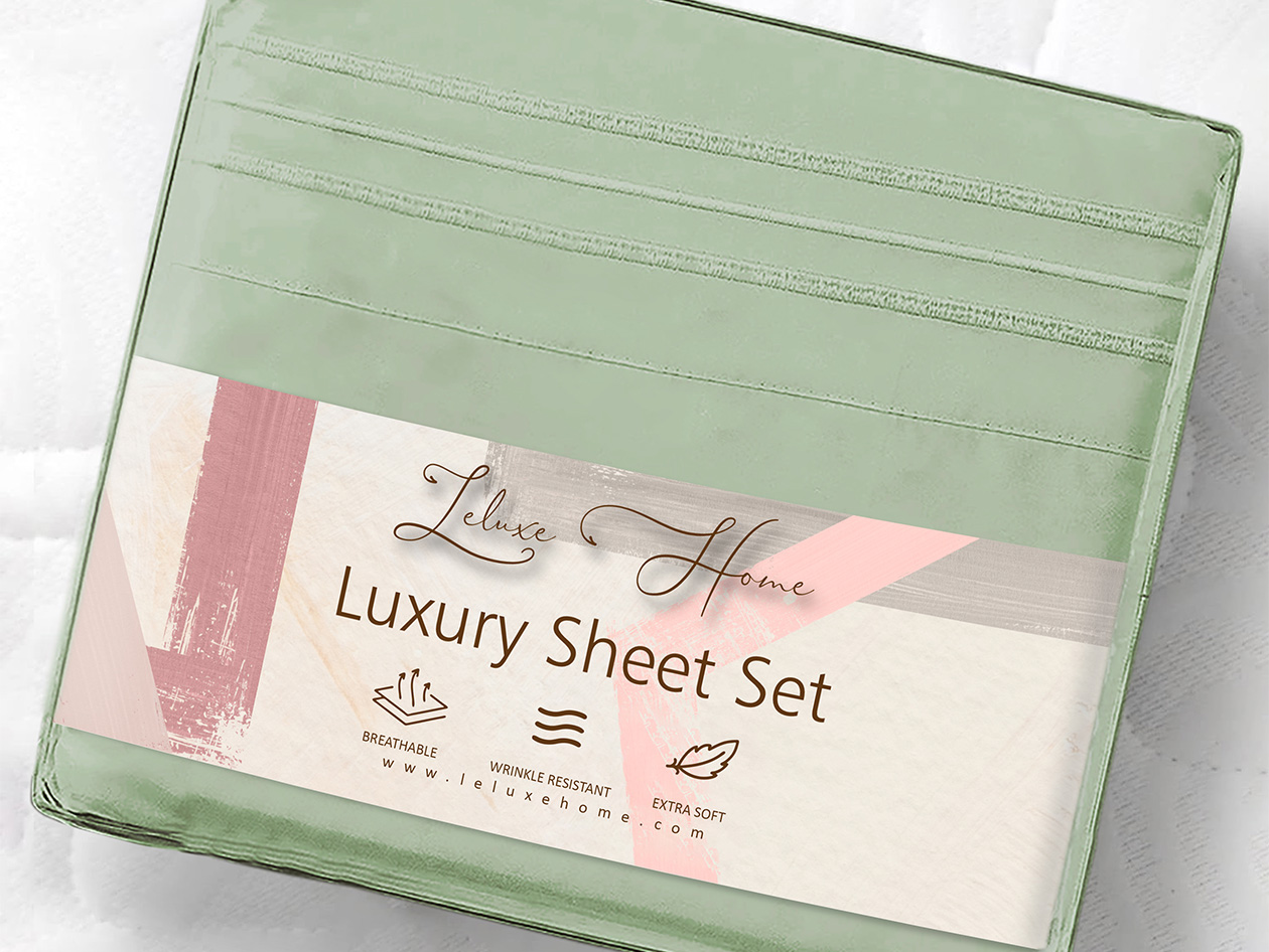 The Luxe 4-Piece Microfiber Bed Sheet Set (Sage/Queen)