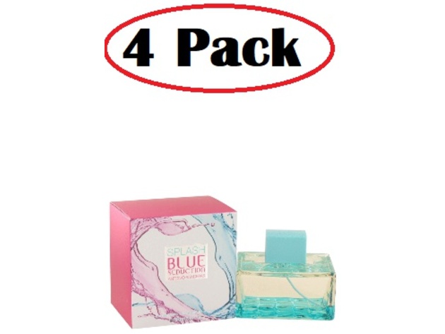 4 Pack of Splash Blue Seduction by Antonio Banderas Eau De Toilette Spray 3.4 oz