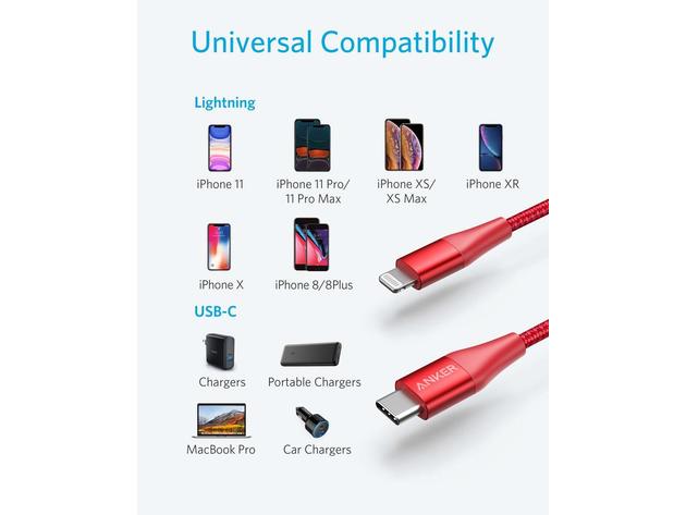 Anker USB C to Lightning Cable (Apple MFI Certified/6ft/Red)