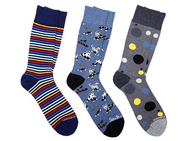 3-Pair Socks Combo Pack (Scatter Dot/Bubble Gum Stripe/Dogs)