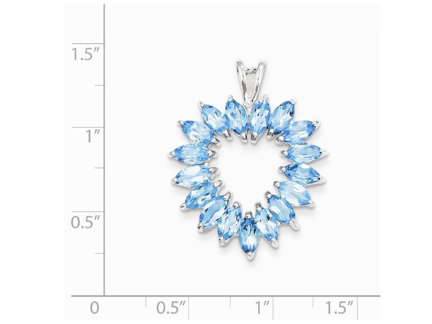 1.70 Carat (ctw) Swiss Blue Topaz Heart Pendant Necklace in Sterling Silver