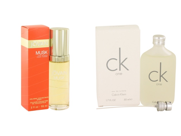 Gift set  JOVAN MUSK by Jovan Cologne Concentrate Spray 2 oz And  CK ONE EDT Pour/Spray (Unisex) 1.7 oz