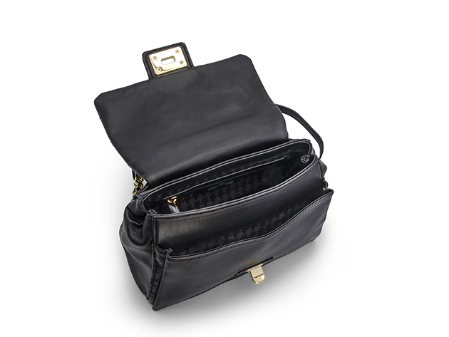 Karl Lagerfeld Lucien Black & Gold Leather Satchel (Store-Display Model)