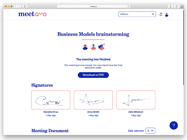 Meetquo Remote Meeting Platform: Lifetime Subscription (10 Users)