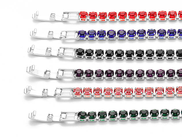 Multi-Layered Cubic Zirconia Tennis Bracelet (Blue)