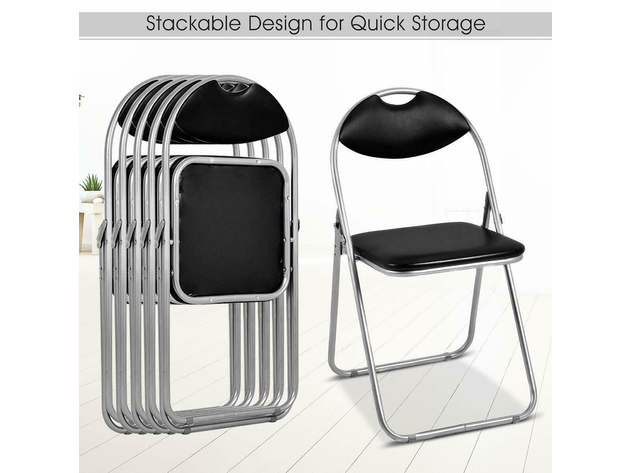 Costway 6 PCS U Shape Folding Chairs Furniture Home Outdoor Picnic Portable Black - Black