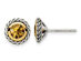 4/5 Carat (ctw) Citrine Solitaire Post Earrings in Sterling Silver with 14K Gold Accents