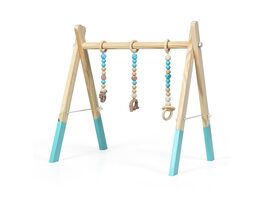 Foldable Wooden Baby Gym with 3 Wooden Baby Teething Toys Hanging Bar Green - Green