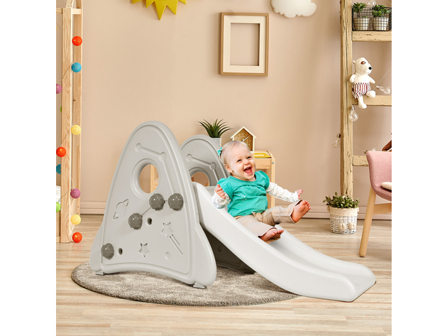 Costway Freestanding Baby Slide Indoor First Play Climber Slide Set for Boys Girls Pink\Blue\Gray - Gray