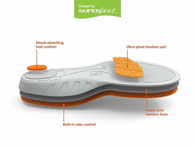 Superfeet Go Comfort Max Shock Absorption Athletic Work Insoles, Shock Absorbing Heel Cushion, Heavy Duty Memory Foam - Size : W: 12+, M: 11.5-14 Regular US - Large, Orange