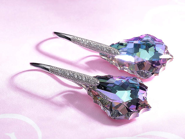 Baroque Drop Earrings with Color Changing Swarovski Crystals