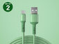 Colorful USB-C Charging Cables 2-Pack Mint Green