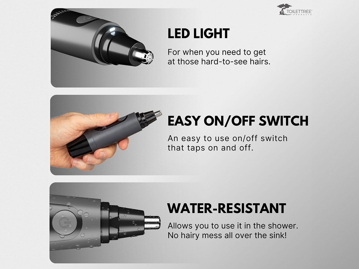 Water-Resistant Nose & Ear Hair Trimmer & Case