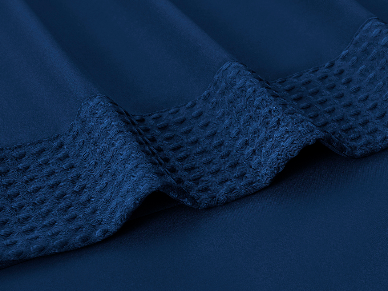 4-Piece Bamboo Blend Waffle Hem Sheet Set (Navy/Full) 