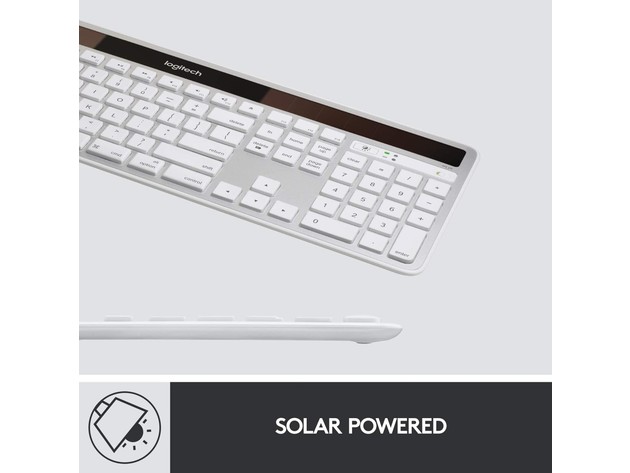 Logitech K750 Wireless Solar Keyboard for Mac Solar Recharging, Mac-Friendly Keyboard, 2.4GHz Wireless - Silver (Open Box)