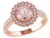 Morganite Ring 1.16 Carat (ctw) with Diamond Halo in Rose Sterling Silver - 9