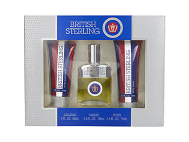 BRITISH STERLING by Dana COLOGNE SPRAY 2.5 OZ & AFTERSHAVE BALM 2 OZ & BODY WASH 2.5 OZ For MEN