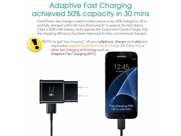 Adaptive Fast (AFC)Charger for Samsung Galaxy S7/S7 Edge/S6/S6 Edge/Note 4/5 w/Micro USB Cable - Black