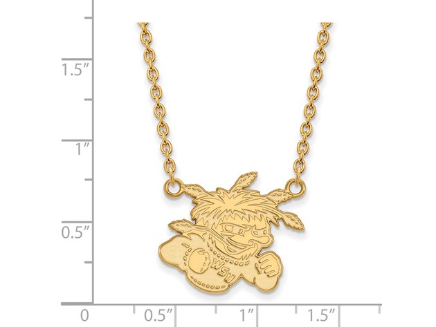 10k Yellow Gold Wichita State Large Shocker Pendant Necklace