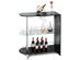 Costway Bar Table Wine Storage Unit w/Tempered Glass Shelf & Glass Holders Glossy Black