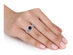 Created Blue Sapphire 1.0 Carat (ctw) Engagement Ring and Bridal Wedding Set with Diamond, 10K White Gold - 10