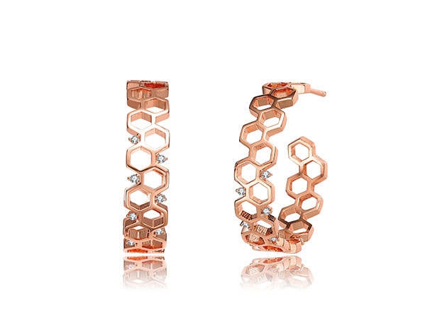 Geometric Hoop 14K Earrings (Rose Gold)