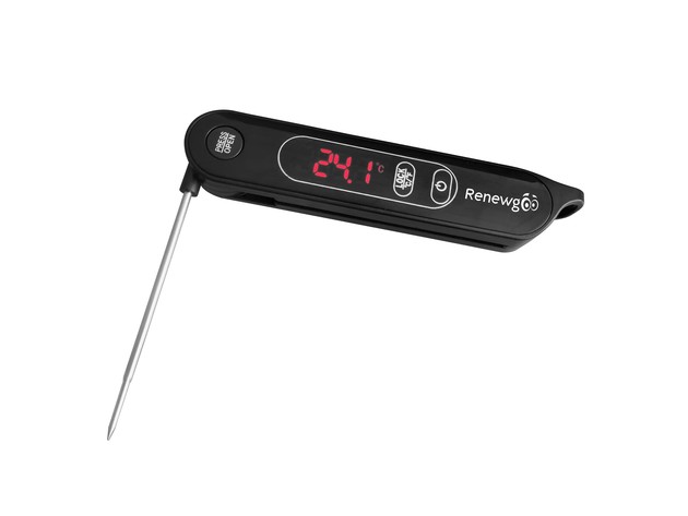 Renewgoo Digital Cooking Meat Thermometer for Indoor/Outdoor Cooking, BBQ Grilling, Food, Baking, Deep Fry, Grill, Smoker, Oven, Kitchen Instant Read Probe, Black