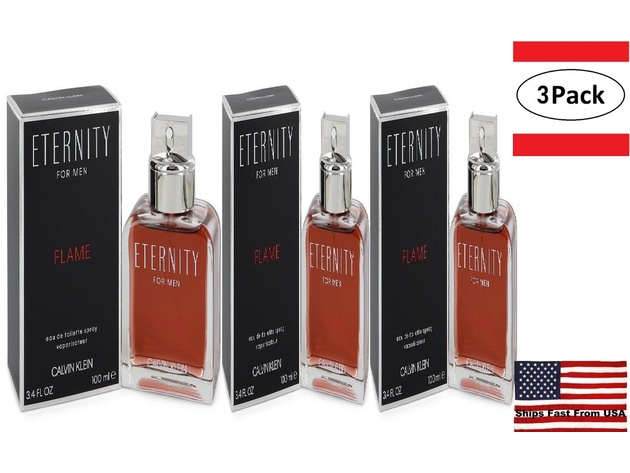 3 Pack Eternity Flame by Calvin Klein Eau De Toilette Spray 3.4 oz for Men  | StackSocial