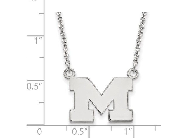 Sterling Silver U of Michigan Small Pendant Necklace
