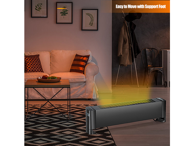 Costway 1000W Baseboard Hardwire Portable Heater Silent Operation Fast Heating for Home - Black