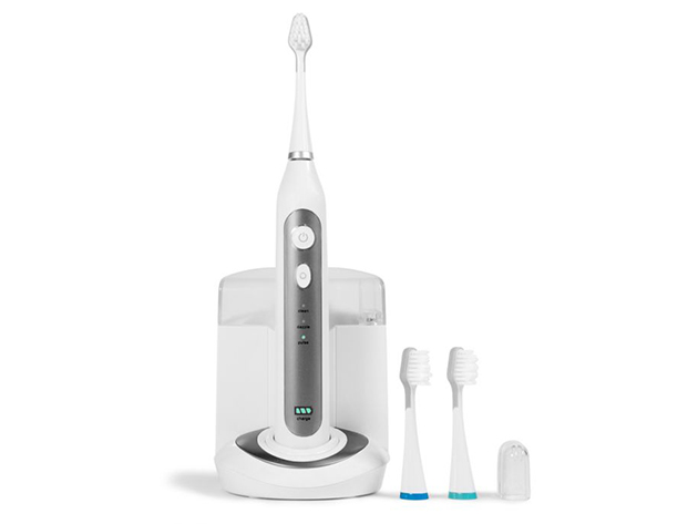 Platinum Sonic Toothbrush & UV Sanitizing Charging Base With 2 Bonus Brush Heads (Charcoal)