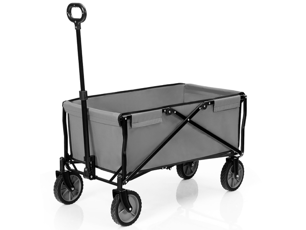 Costway Collapsible Outdoor Utility Wagon Folding Garden Tool Cart - Gray