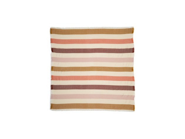 Madewell Frayed Trim Bold Stripe Blanket Square Scarf, One Size, Bright Berry Natural