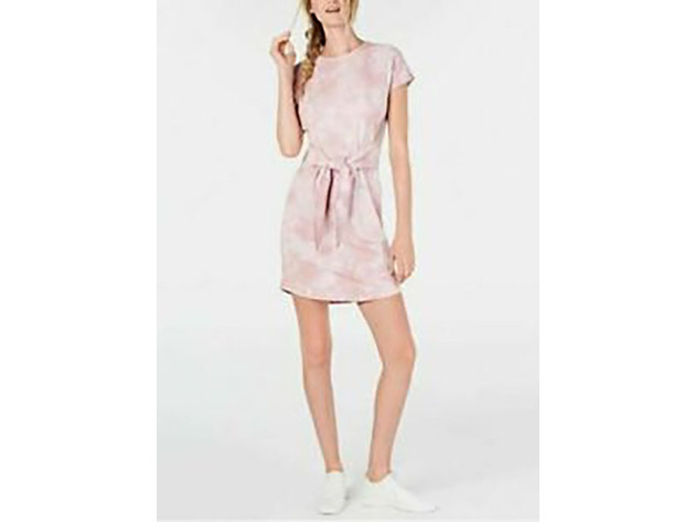 Ideology Women's Printed Tie-Front T-Shirt Dress Pink Size Extra Large