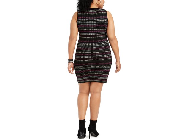 Derek Heart Women's Trendy Plus Size Metallic-Stripe Bodycon Dress Black Size Extra Large