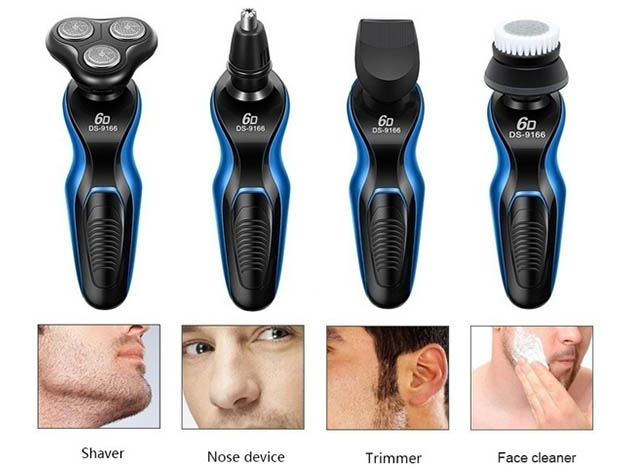 6D Multifunctional 4-in-1 Rechargeable Washable Shaver
