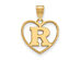 14k Gold Plated Silver Rutgers Initial R Heart Pendant