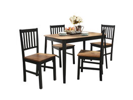 Costway 5 Pcs Mid Century Modern Black 29.5'' Dining Table Set 4 Chairs W/Wood Legs Kitchen Furniture - As Picture Shows