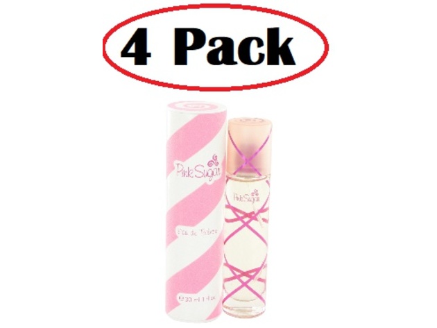 4 Pack of Pink Sugar by Aquolina Eau De Toilette Spray 1 oz