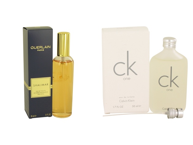 Gift set  SHALIMAR by Guerlain EDT Spray Refill 3.1 oz And  CK ONE EDT Pour/Spray (Unisex) 1.7 oz