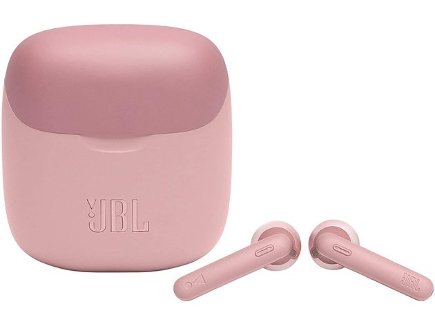 JBL Tune 220 TWS True Wireless Bluetooth Earbuds with Microphone, 19 Hours Total Battery Life, Hands Free Calling, Speed Charging with Charging Case, Pink (New Open Box)