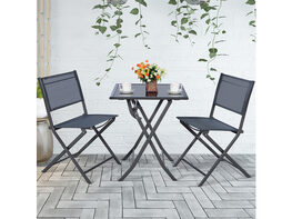 Costway 3 Piece Bistro Set Garden Backyard Table Chairs Outdoor Patio Furniture Folding Dark Gray