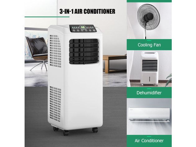 Costway 8,000BTU  Portable Air Conditioner & Dehumidifier Function Remote - White